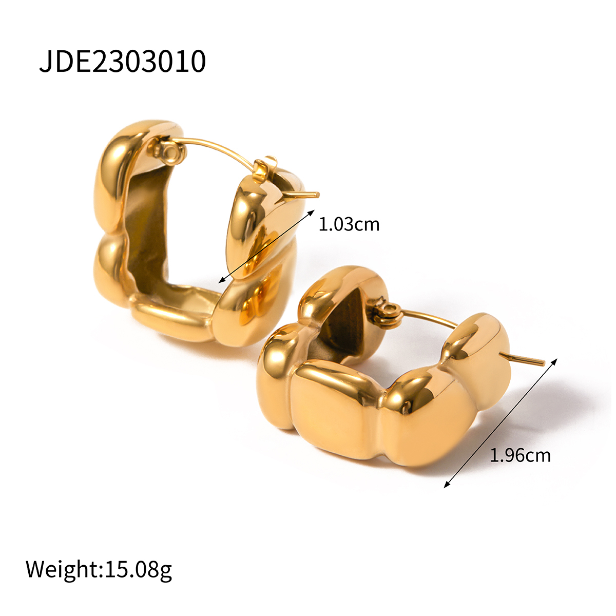 1 Paar IG-Stil Einfacher Stil Quadrat Edelstahl 304 18 Karat Vergoldet Ohrringe display picture 1