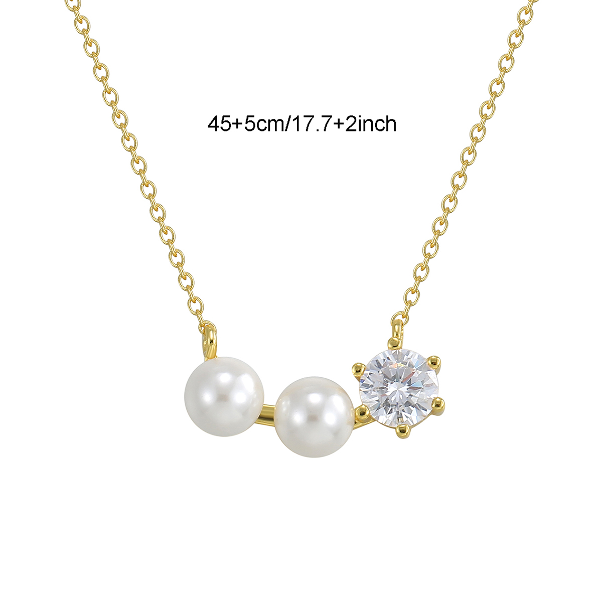 Sterling Silver 18K Gold Plated IG Style Elegant Lady Inlay Four Leaf Clover Round Rhinestones Pearl Pendant Necklace display picture 13