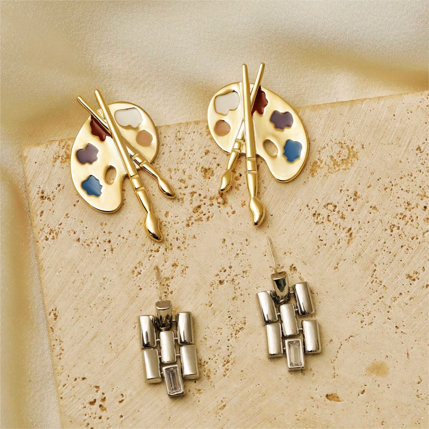 1 Set Cute Lady Commute Circle Heart Shape Daisy Inlay Copper Artificial Pearls Zircon Earrings display picture 6