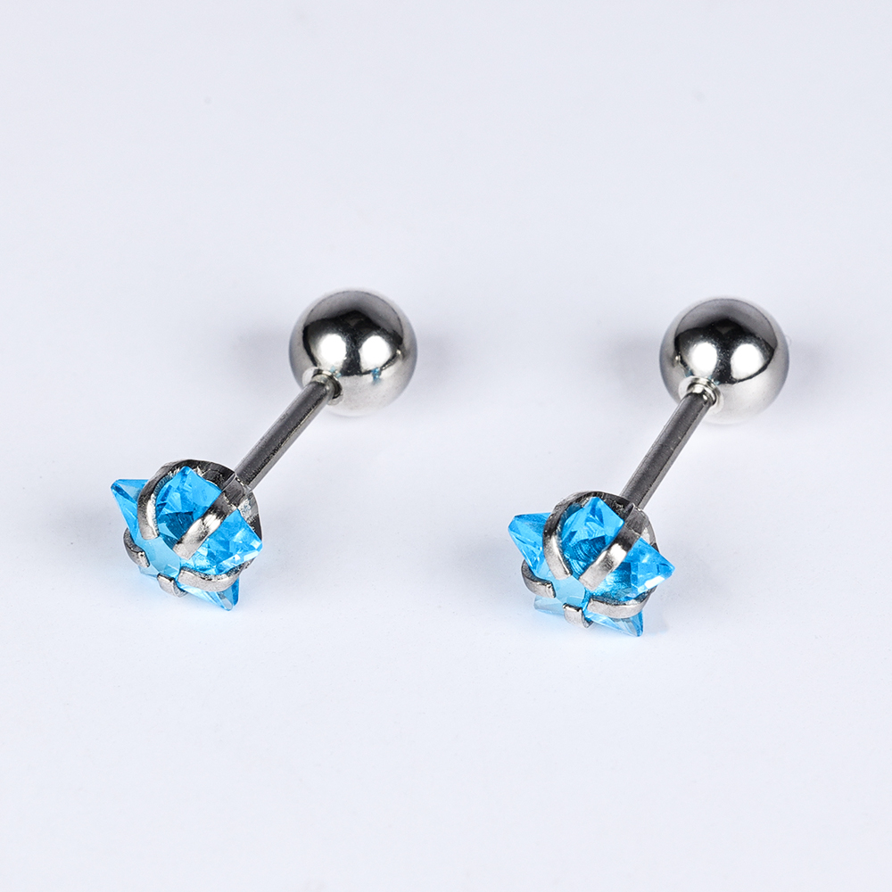 1 Pair Basic Simple Style Classic Style Pentagram Geometric Polishing Inlay 302 Stainless Steel Zircon Ear Studs display picture 6