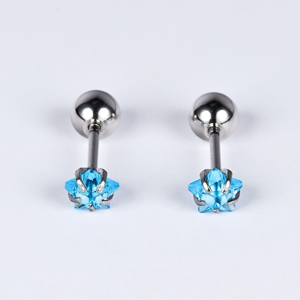 1 Pair Basic Simple Style Classic Style Pentagram Geometric Polishing Inlay 302 Stainless Steel Zircon Ear Studs display picture 9