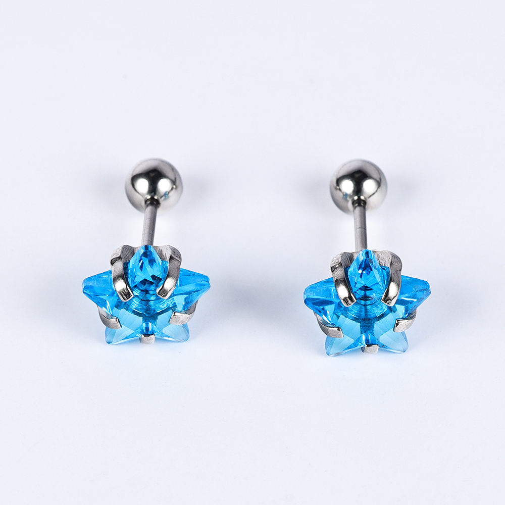 1 Pair Basic Simple Style Classic Style Pentagram Geometric Polishing Inlay 302 Stainless Steel Zircon Ear Studs display picture 18