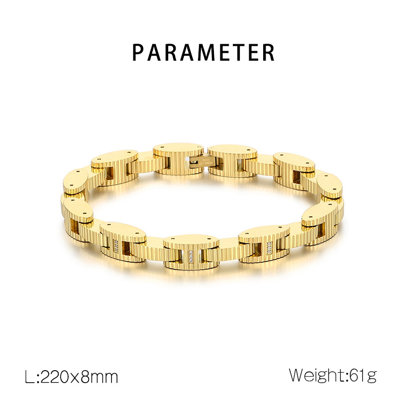 Hip-Hop Simple Style Geometric 304 Stainless Steel 18K Gold Plated Men's Bracelets display picture 1