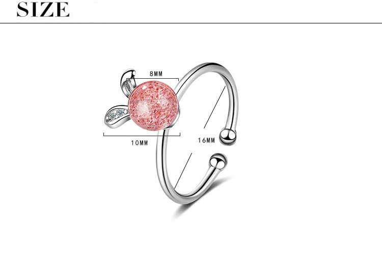 Wholesale Sweet Rabbit Copper Inlay White Gold Plated Strawberry Quartz Open Rings display picture 1