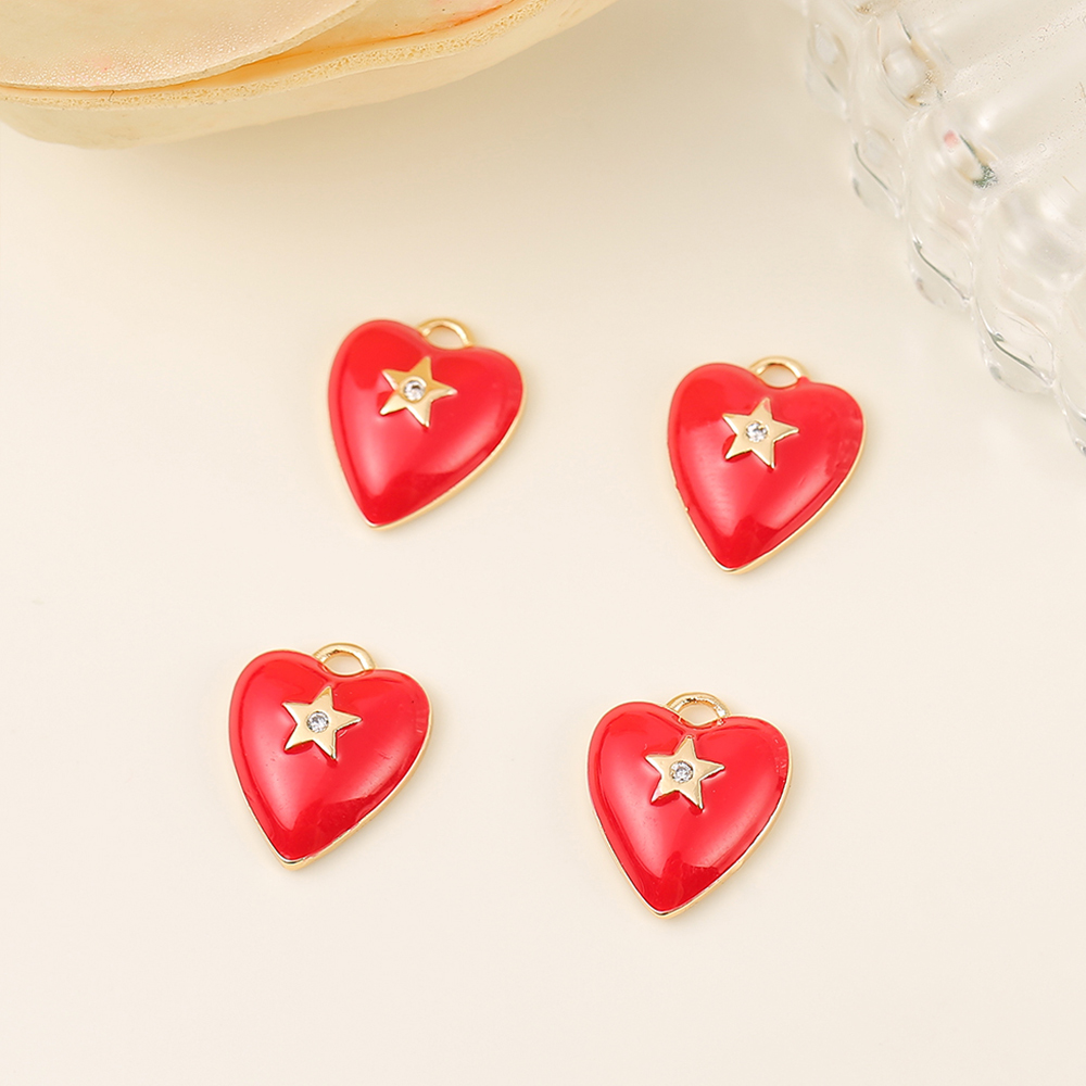 1 Piece 13*11mm Copper Zircon 18K Gold Plated Star Heart Shape Polished Pendant display picture 6