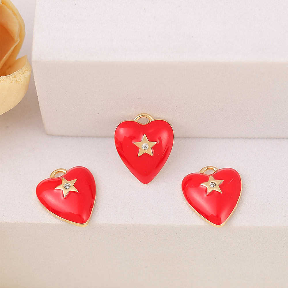 1 Piece 13*11mm Copper Zircon 18K Gold Plated Star Heart Shape Polished Pendant display picture 1