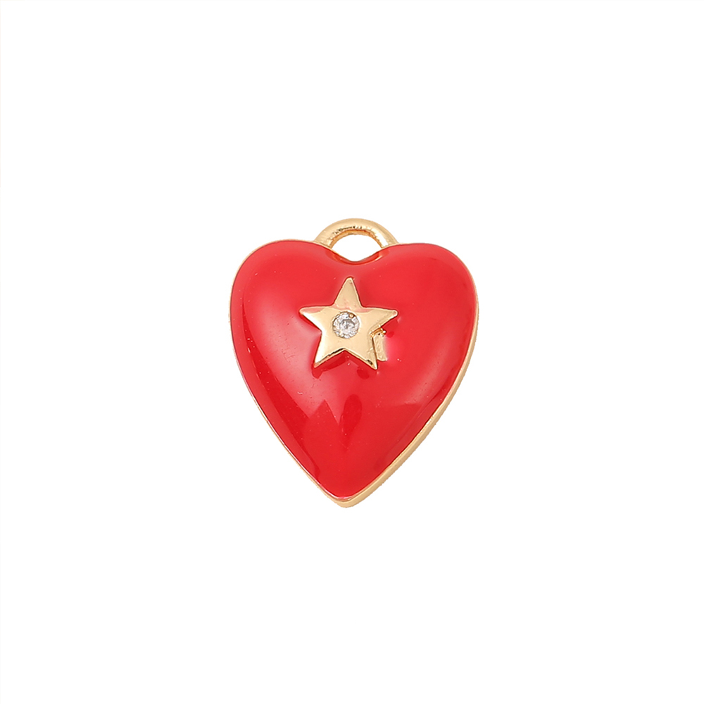 1 Stück 13*11mm Kupfer Zirkon 18 Karat Vergoldet Stern Herzform Poliert Anhänger display picture 7