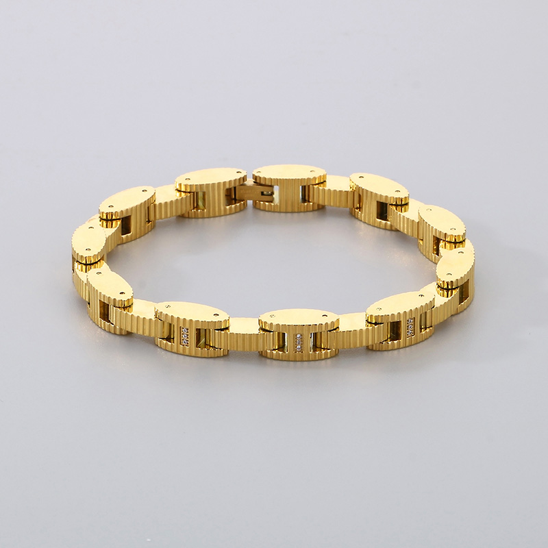 Hip-Hop Simple Style Geometric 304 Stainless Steel 18K Gold Plated Men's Bracelets display picture 12