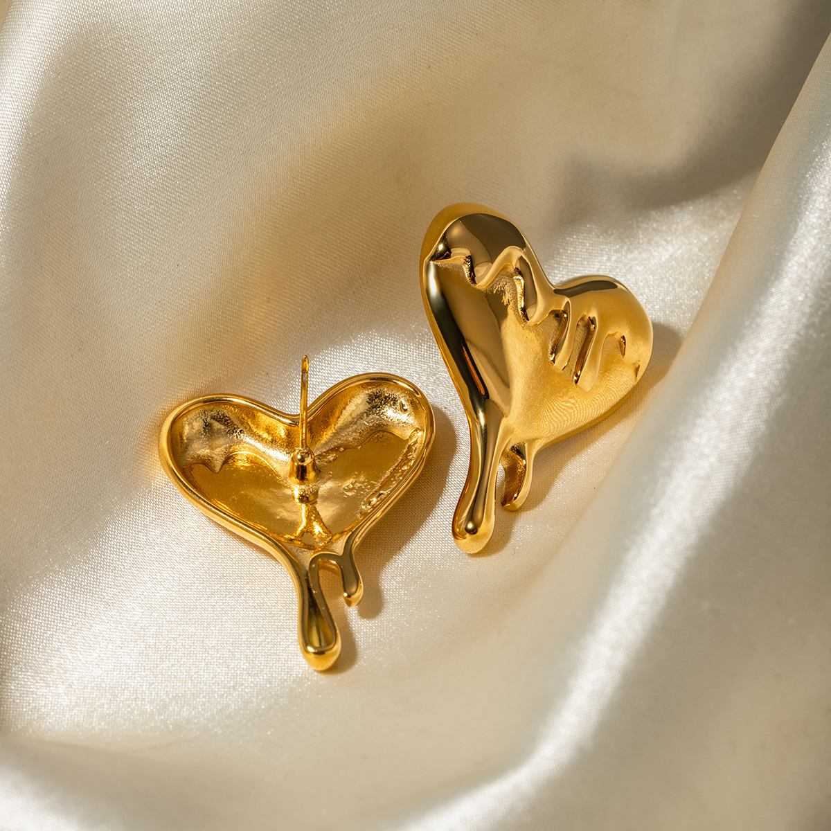 1 Par Estilo IG Forma De Corazón Acero Inoxidable 316 Chapados en oro de 18k Pendientes display picture 4