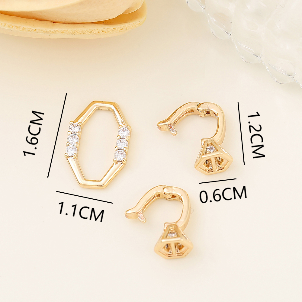 1 Piece 11*16MM Copper Zircon 18K Gold Plated Geometric Polished Jewelry Buckle display picture 2