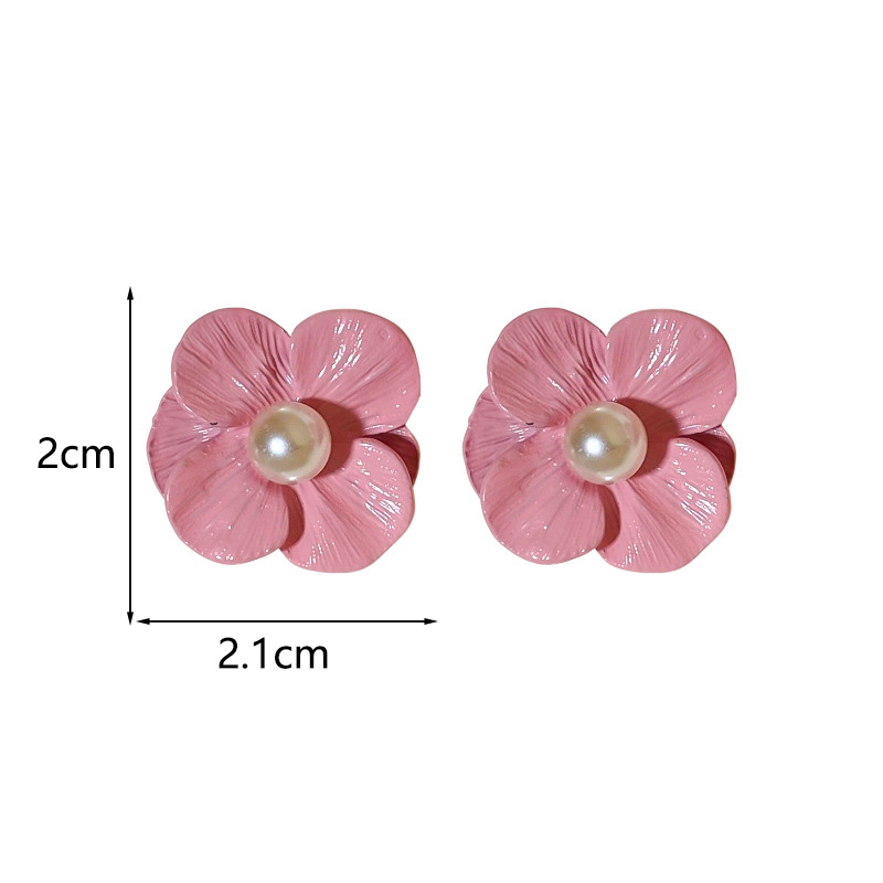1 Pair Sweet Flower Inlay Alloy Imitation Pearl Ear Studs display picture 9