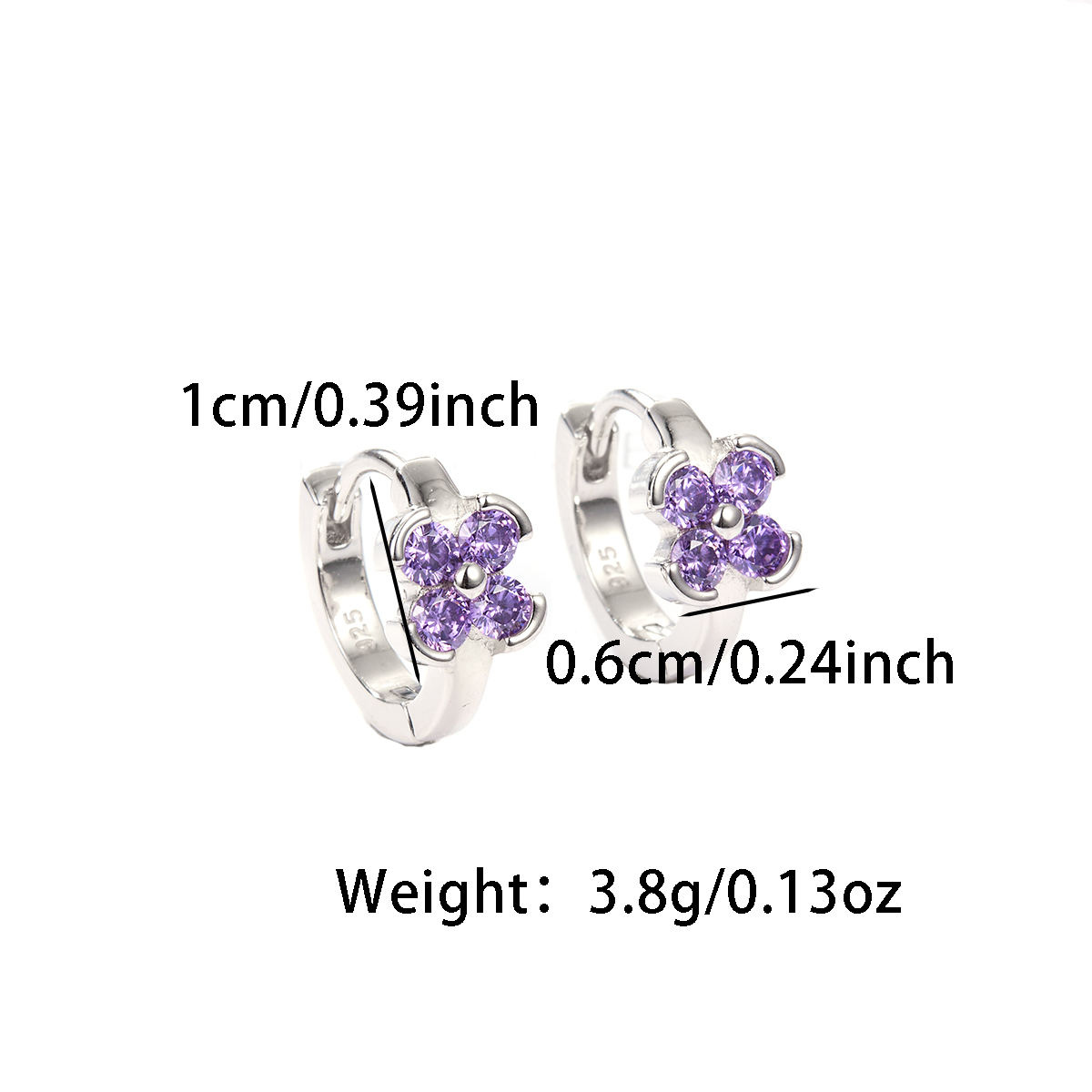 1 Pair Lady Modern Style Sweet Flower Bow Knot Inlay Sterling Silver Zircon Hoop Earrings display picture 1