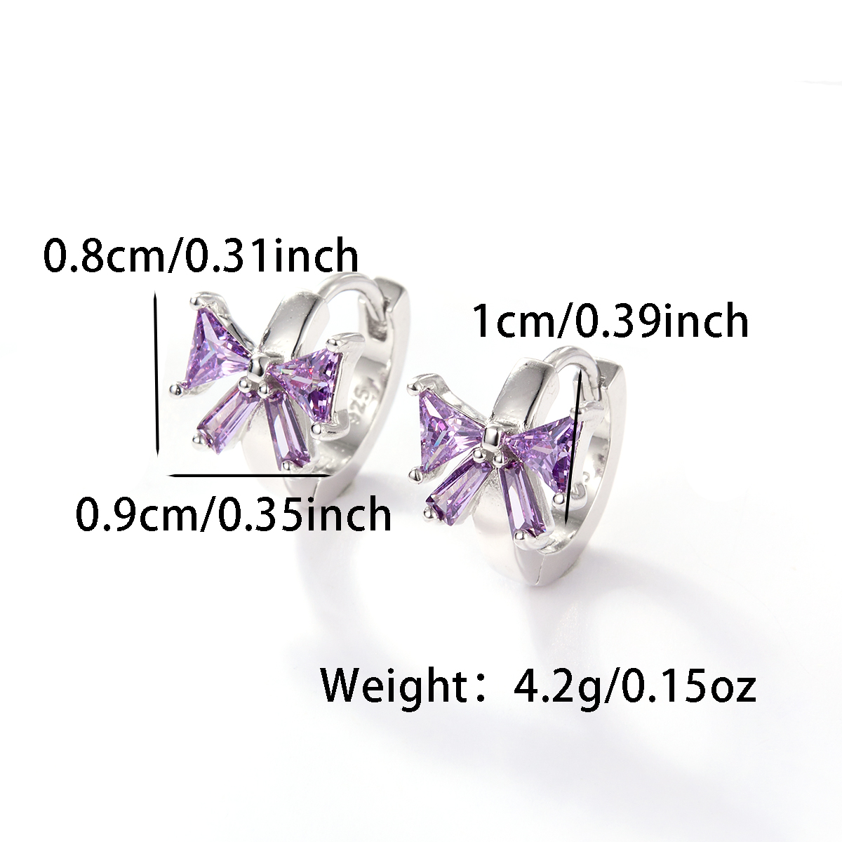 1 Pair Lady Modern Style Sweet Flower Bow Knot Inlay Sterling Silver Zircon Hoop Earrings display picture 2