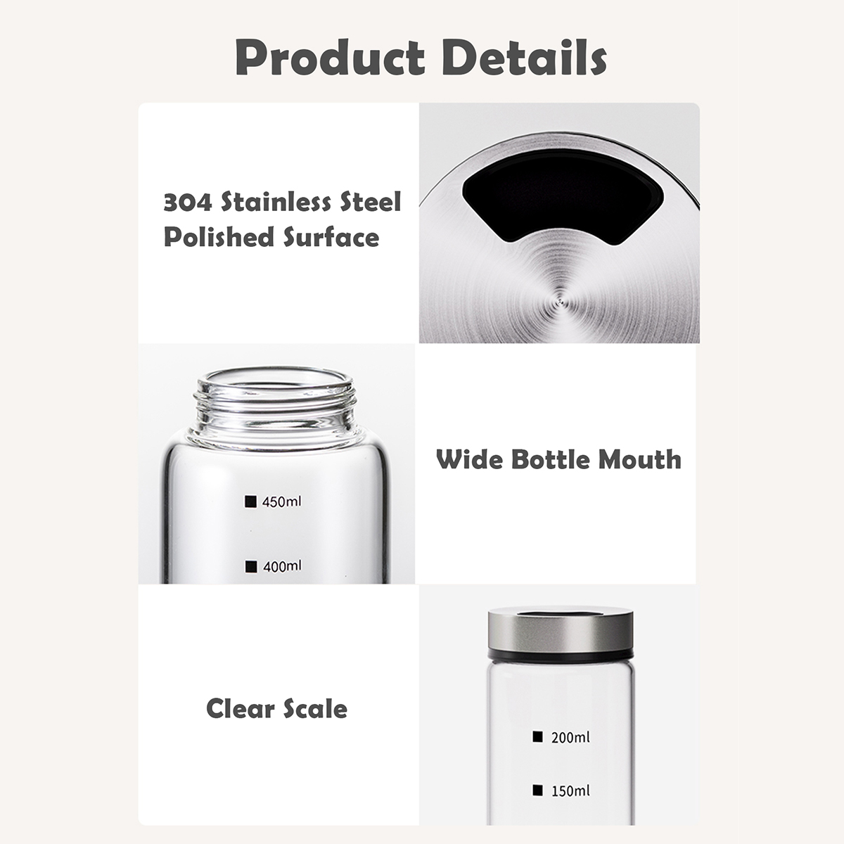 Simple Style Transparent 304 Stainless Steel Glass Seasoning Bottle 1 Piece display picture 4