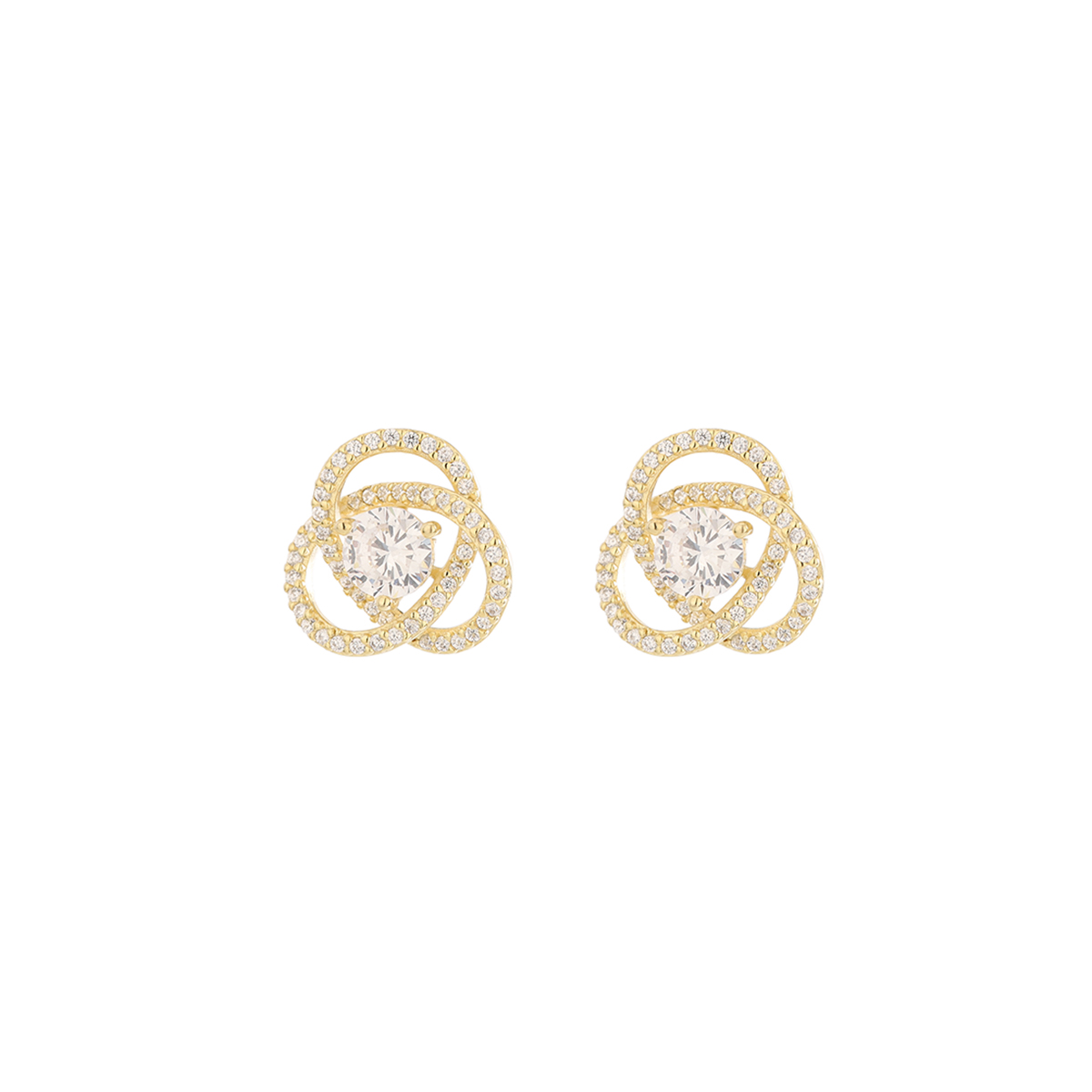 1 Pair Simple Style Classic Style Commute Geometric Inlay Sterling Silver Zircon 14K Gold Plated Ear Studs display picture 2