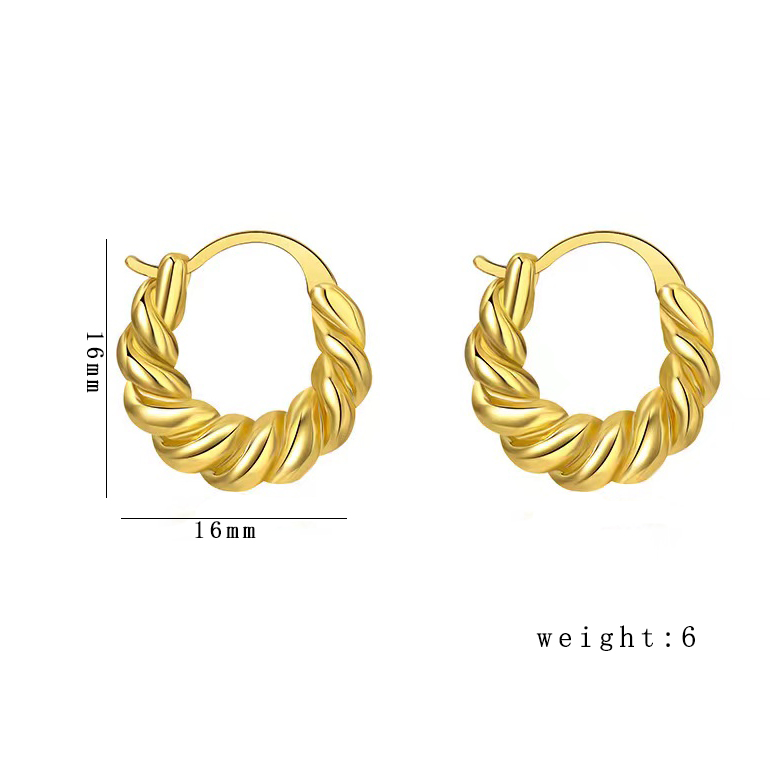 1 Pair French Style Simple Style Commute Twist Plating Copper Hoop Earrings display picture 4