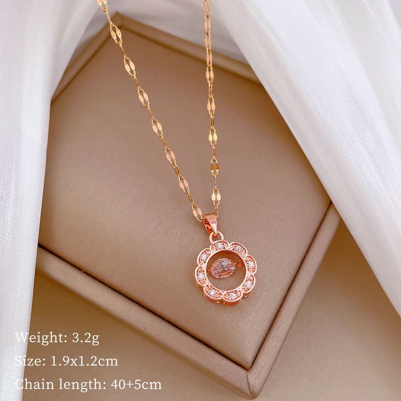 Classic Style Sun Artificial Gemstones Titanium Steel Copper Hollow Out Inlay Artificial Gemstones Women's Pendant Necklace display picture 5