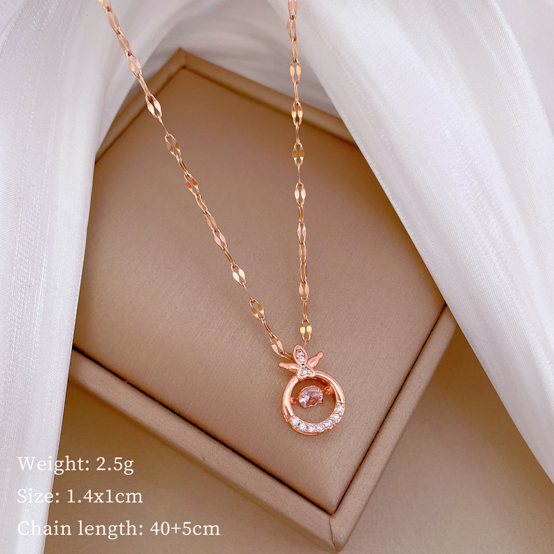 Wholesale IG Style Princess Geometric 304 Stainless Steel Copper Inlay Rhinestones Pendant Necklace display picture 1