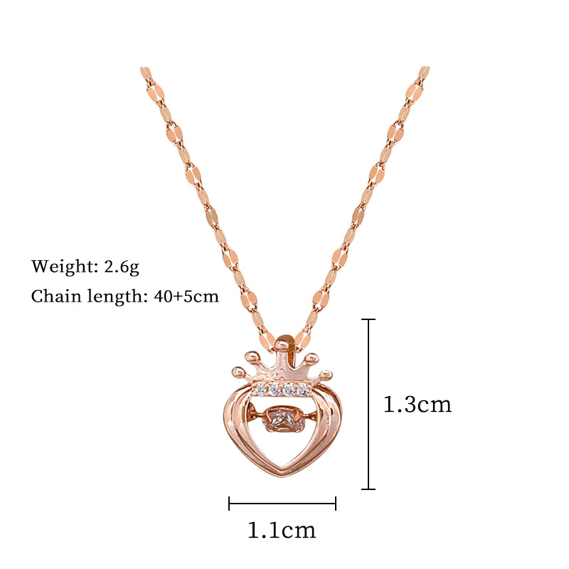 Wholesale Modern Style Simple Style Heart Shape Crown 304 Stainless Steel Copper Inlay Rhinestones Pendant Necklace display picture 4