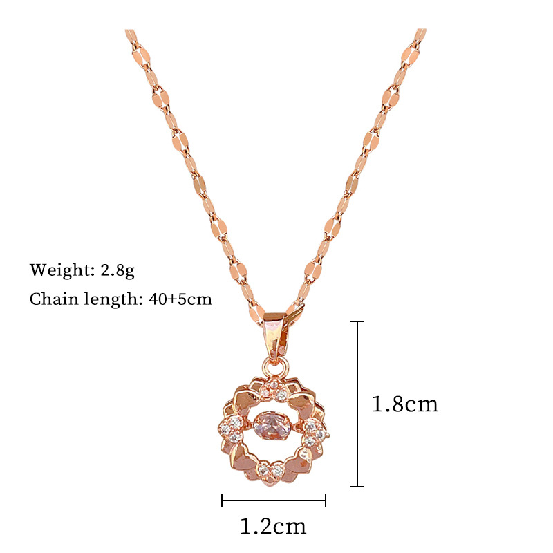 Wholesale Princess Simple Style Heart Shape 304 Stainless Steel Copper Inlay Rhinestones Pendant Necklace display picture 3