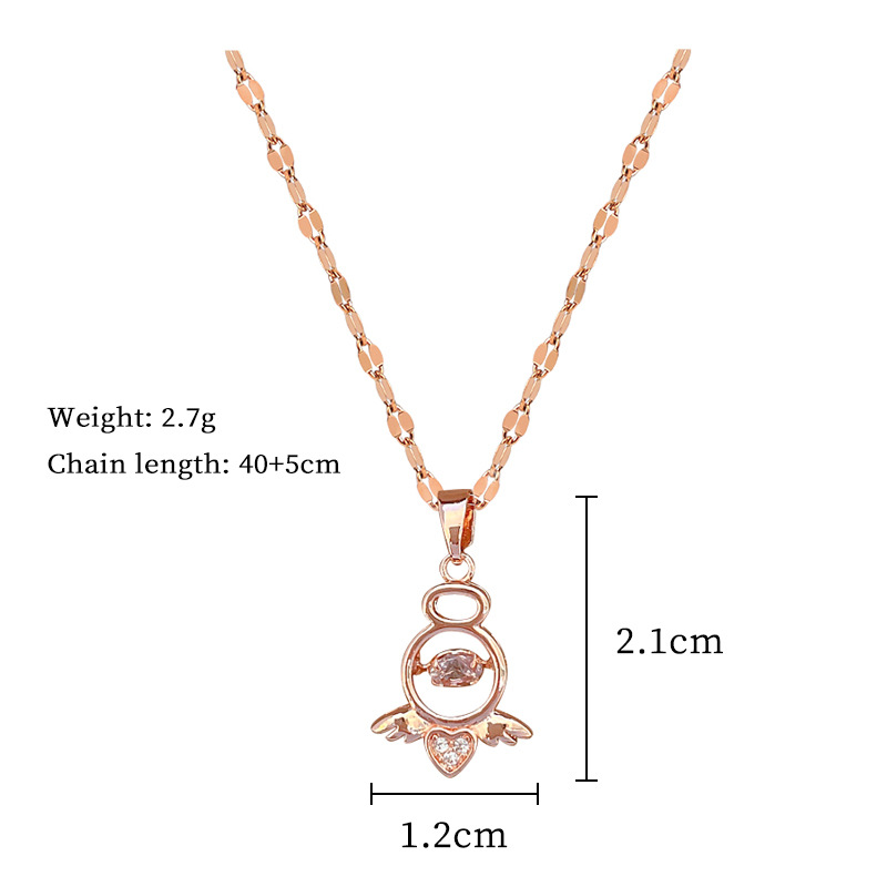 De Gros Princesse Sucré Forme De Cœur Ailes Acier Inoxydable 304 Le Cuivre Incruster Strass Pendentif display picture 3