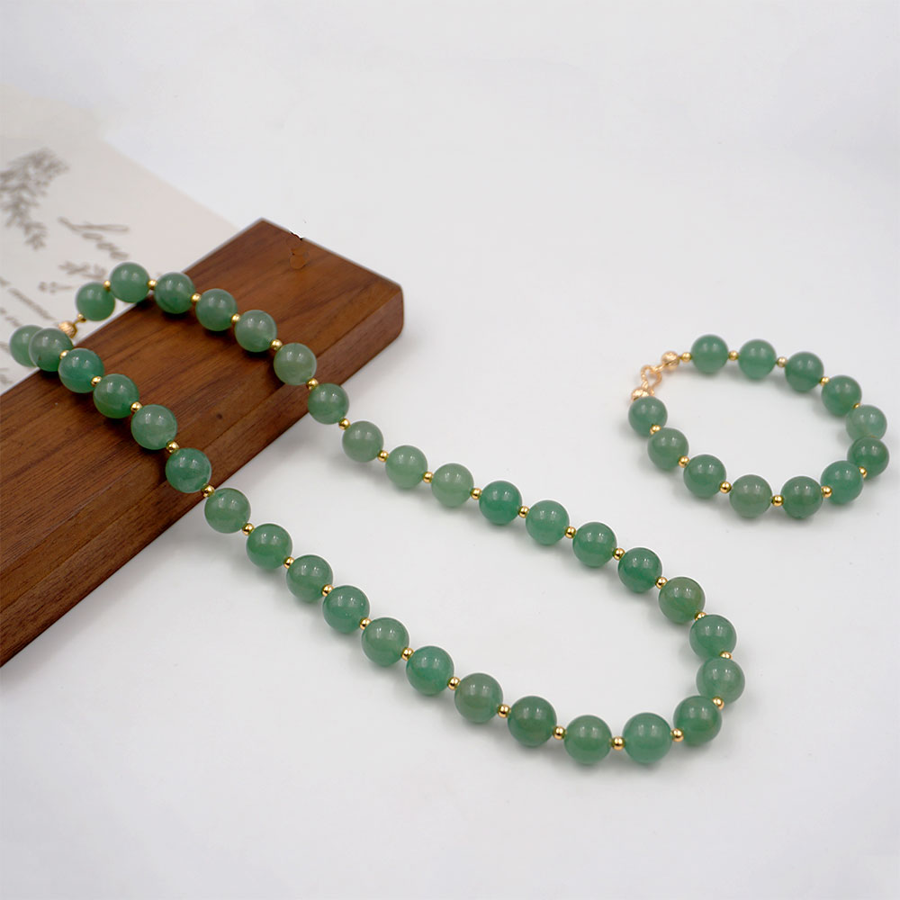 Jade Kupfer Vergoldet Klassisch Klassischer Stil Perlen Geometrisch Armbänder Halskette display picture 6