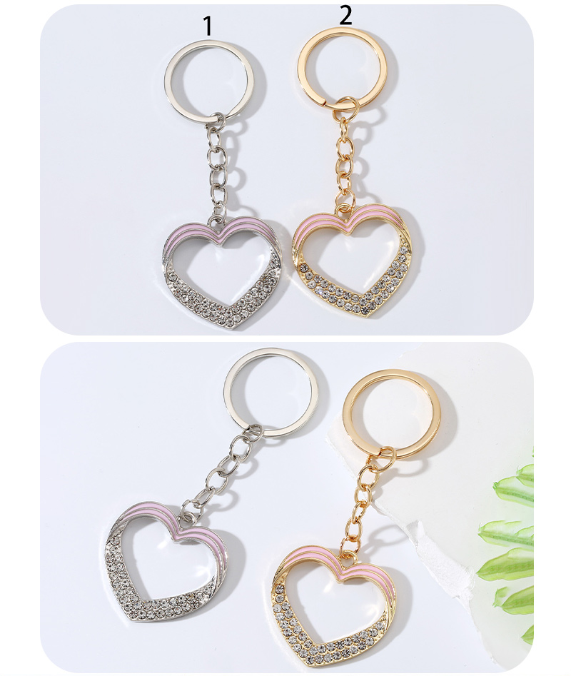 Modern Style Sweet Classic Style Heart Shape Alloy Plating Inlay Rhinestones Bag Pendant Keychain display picture 1