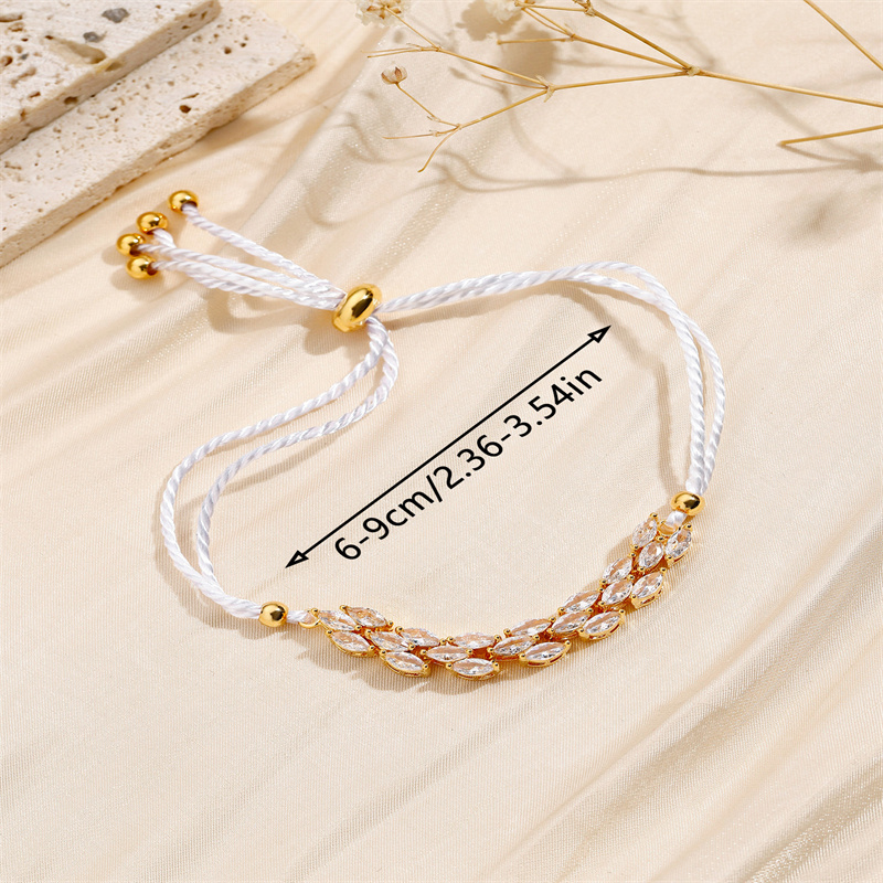 Simple Style Shiny Geometric Rope Copper Inlay Zircon Women's Drawstring Bracelets display picture 2