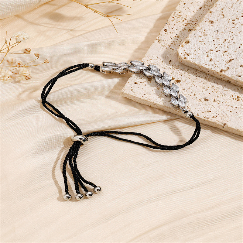 Simple Style Shiny Geometric Rope Copper Inlay Zircon Women's Drawstring Bracelets display picture 10