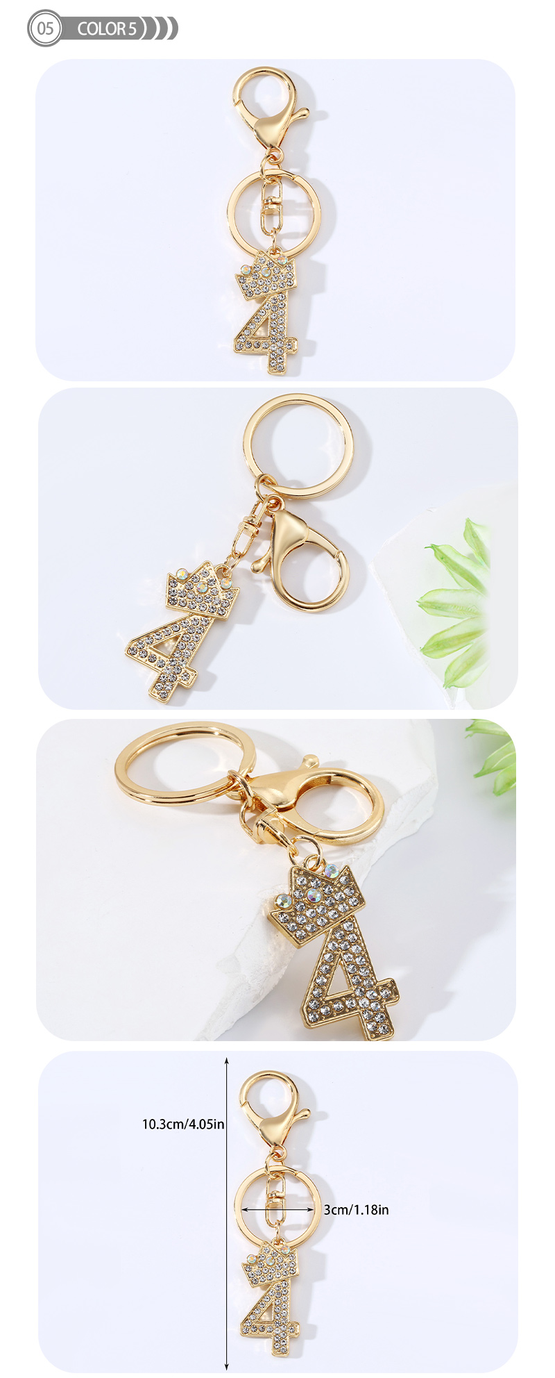 Basic Modern Style Commute Number Alloy Plating Inlay Rhinestones Bag Pendant Keychain display picture 3