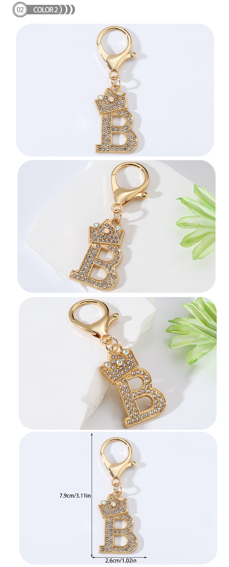 Modern Style Simple Style Classic Style Letter Alloy Plating Inlay Rhinestones Bag Pendant Keychain display picture 2