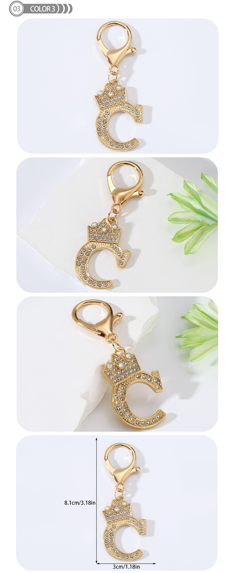 Modern Style Simple Style Classic Style Letter Alloy Plating Inlay Rhinestones Bag Pendant Keychain display picture 3