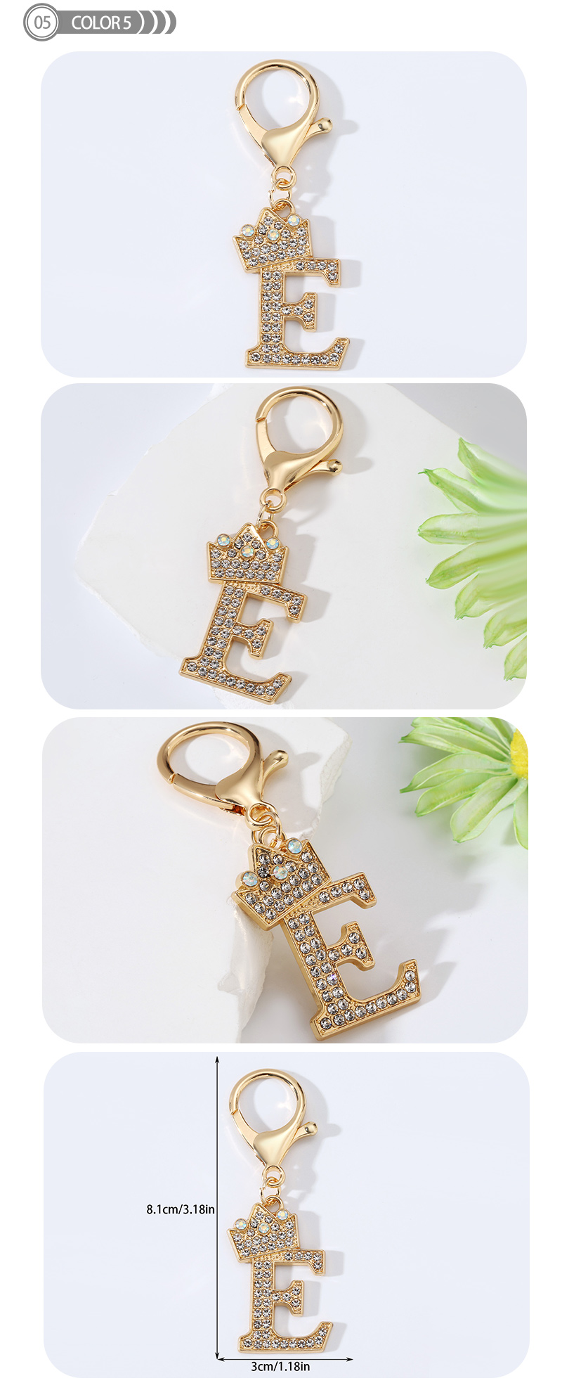 Modern Style Simple Style Classic Style Letter Alloy Plating Inlay Rhinestones Bag Pendant Keychain display picture 5