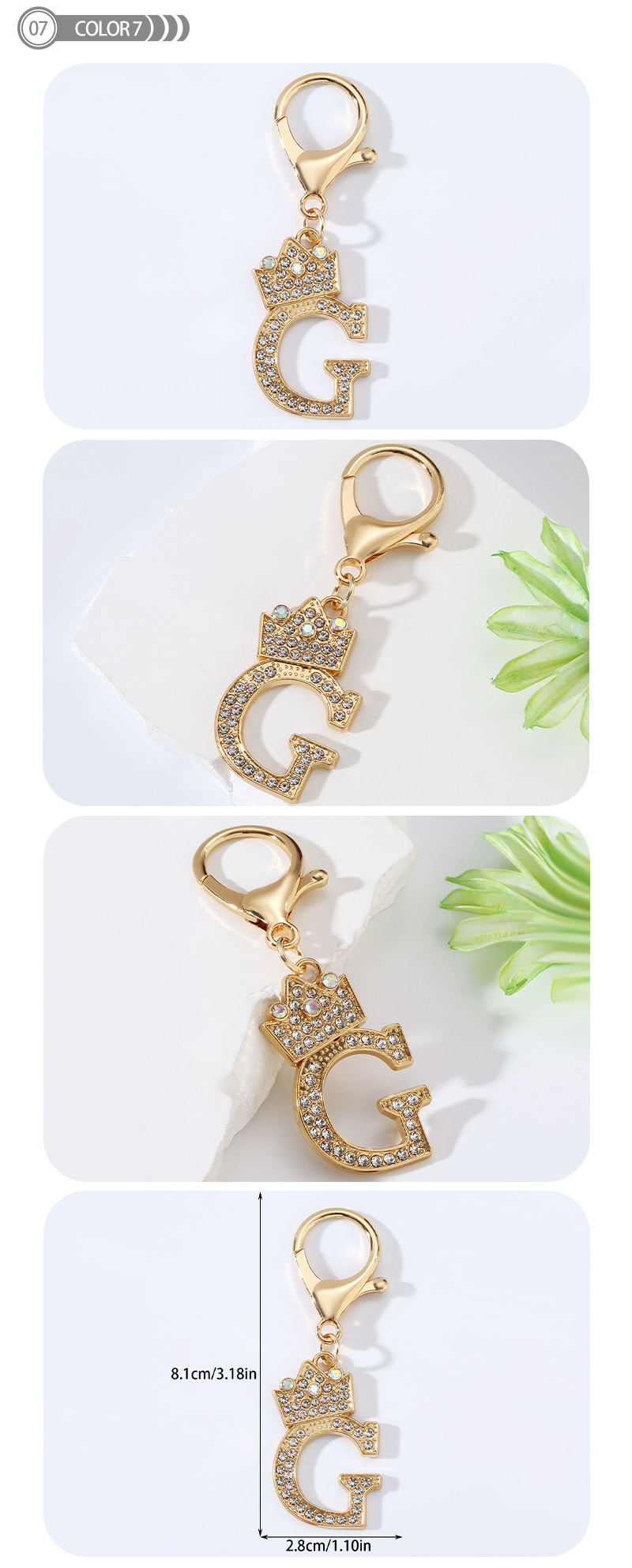 Modern Style Simple Style Classic Style Letter Alloy Plating Inlay Rhinestones Bag Pendant Keychain display picture 7