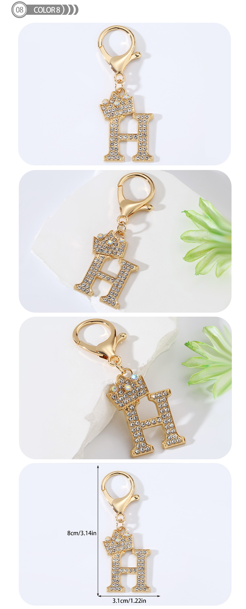 Modern Style Simple Style Classic Style Letter Alloy Plating Inlay Rhinestones Bag Pendant Keychain display picture 8