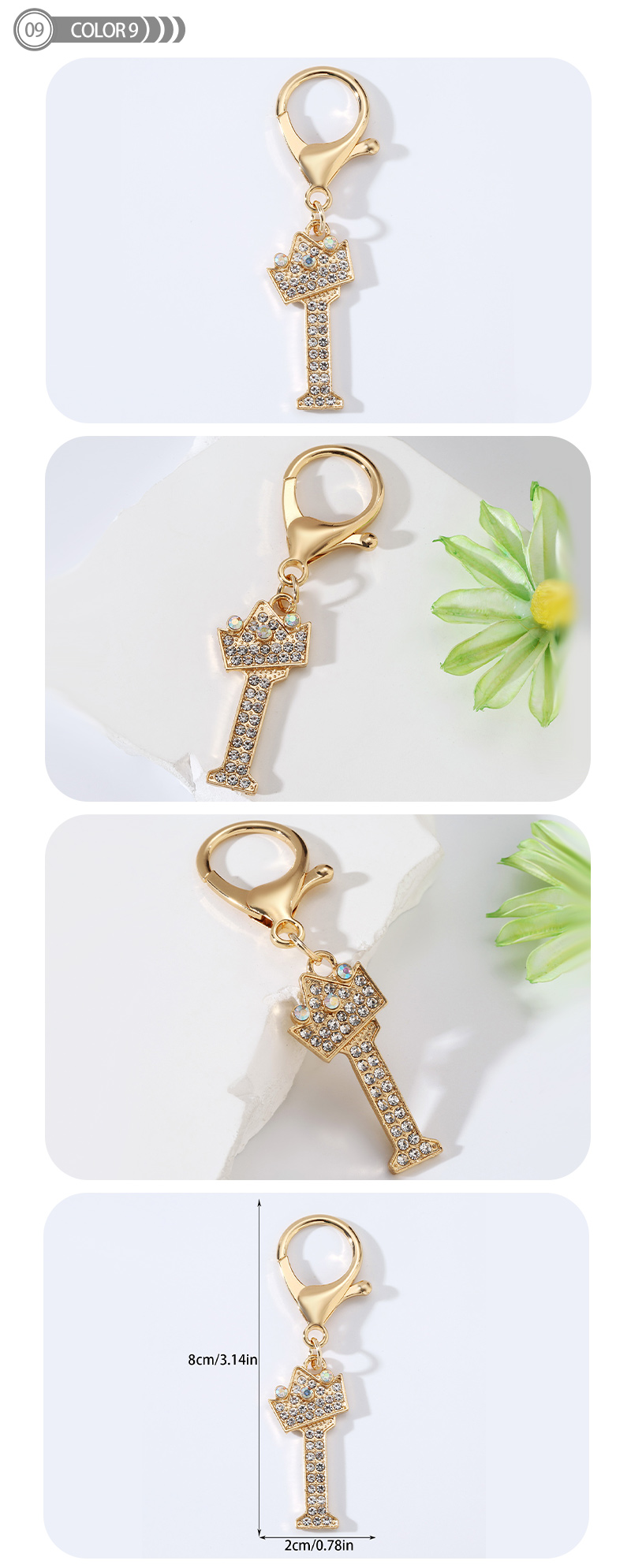 Modern Style Simple Style Classic Style Letter Alloy Plating Inlay Rhinestones Bag Pendant Keychain display picture 9