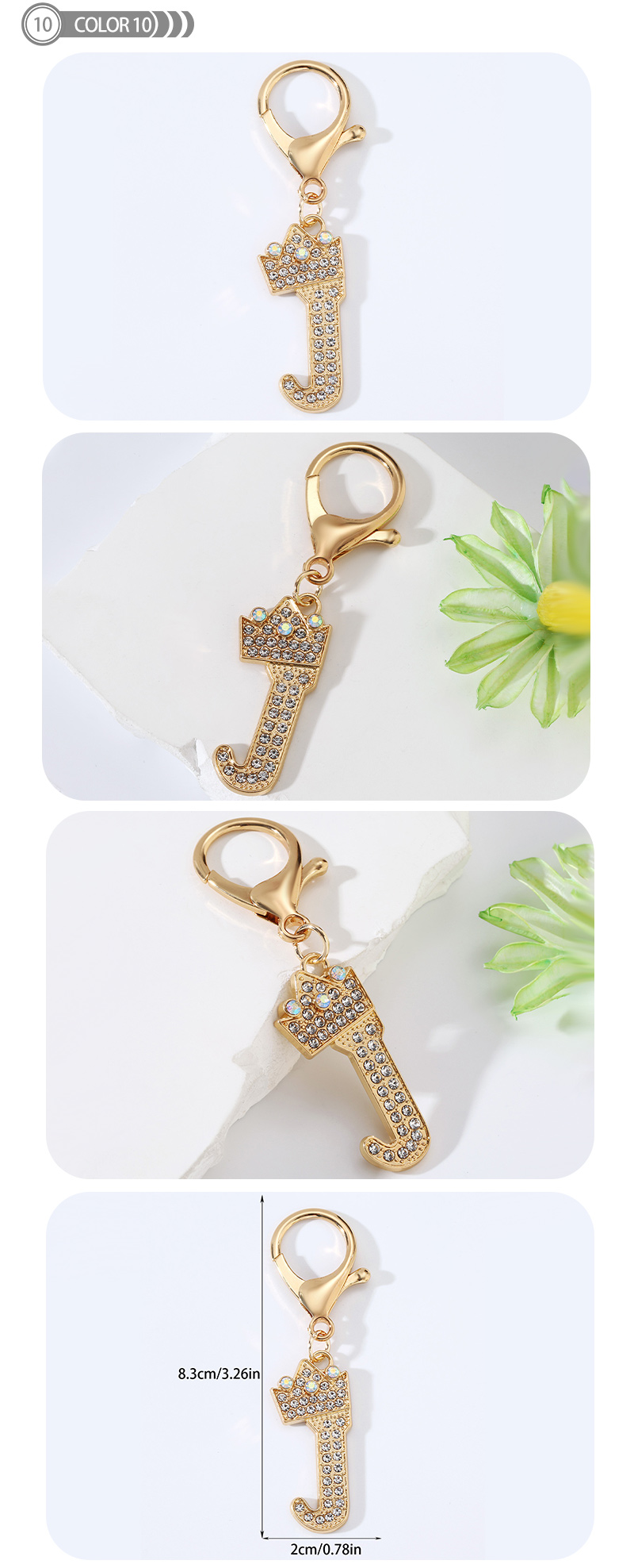 Modern Style Simple Style Classic Style Letter Alloy Plating Inlay Rhinestones Bag Pendant Keychain display picture 10