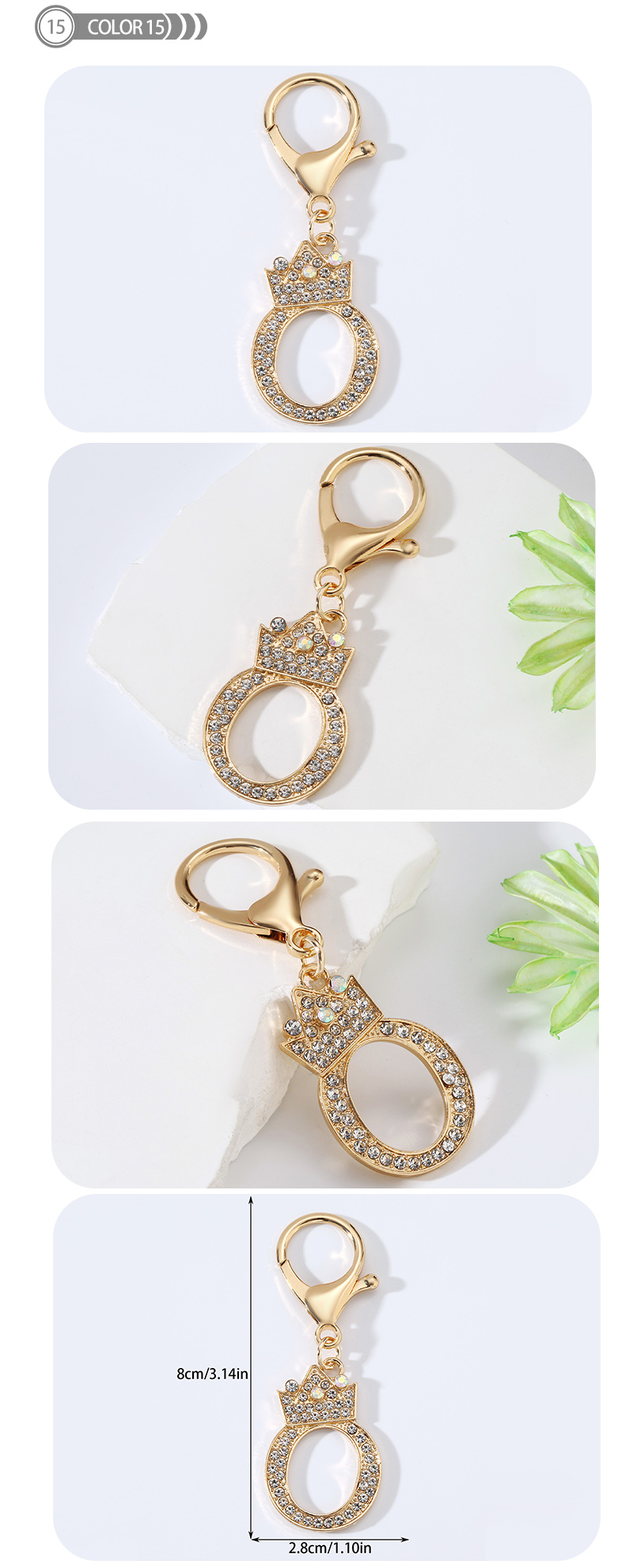 Modern Style Simple Style Classic Style Letter Alloy Plating Inlay Rhinestones Bag Pendant Keychain display picture 14
