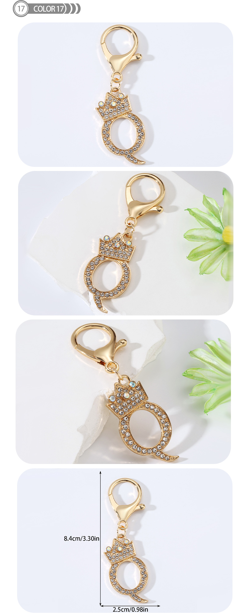 Modern Style Simple Style Classic Style Letter Alloy Plating Inlay Rhinestones Bag Pendant Keychain display picture 16