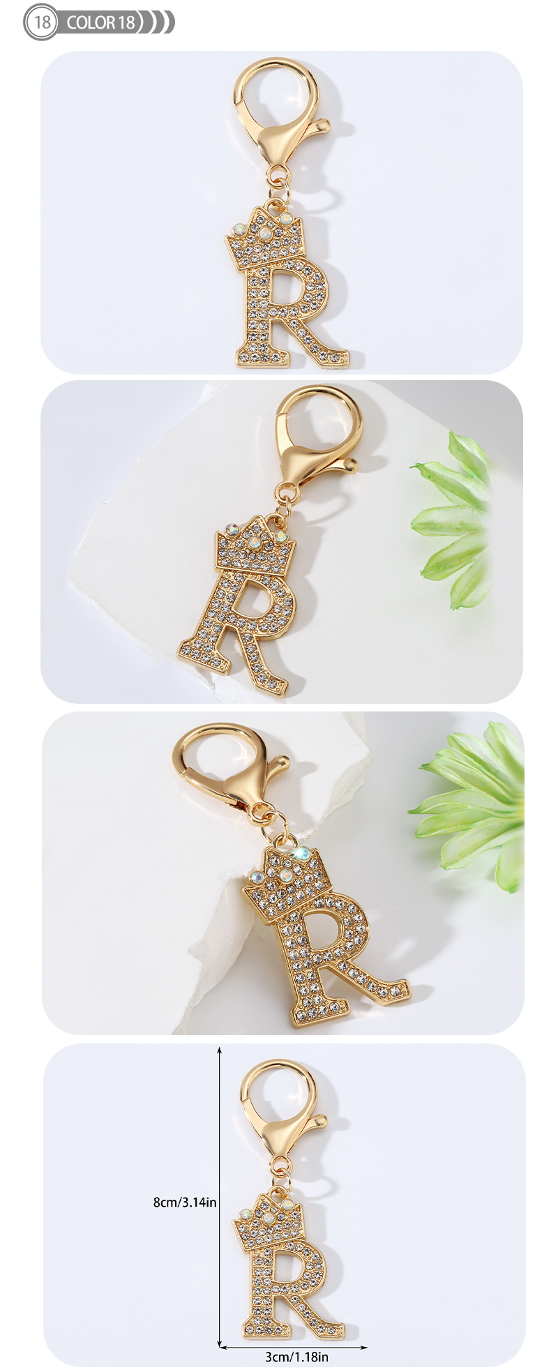 Modern Style Simple Style Classic Style Letter Alloy Plating Inlay Rhinestones Bag Pendant Keychain display picture 17