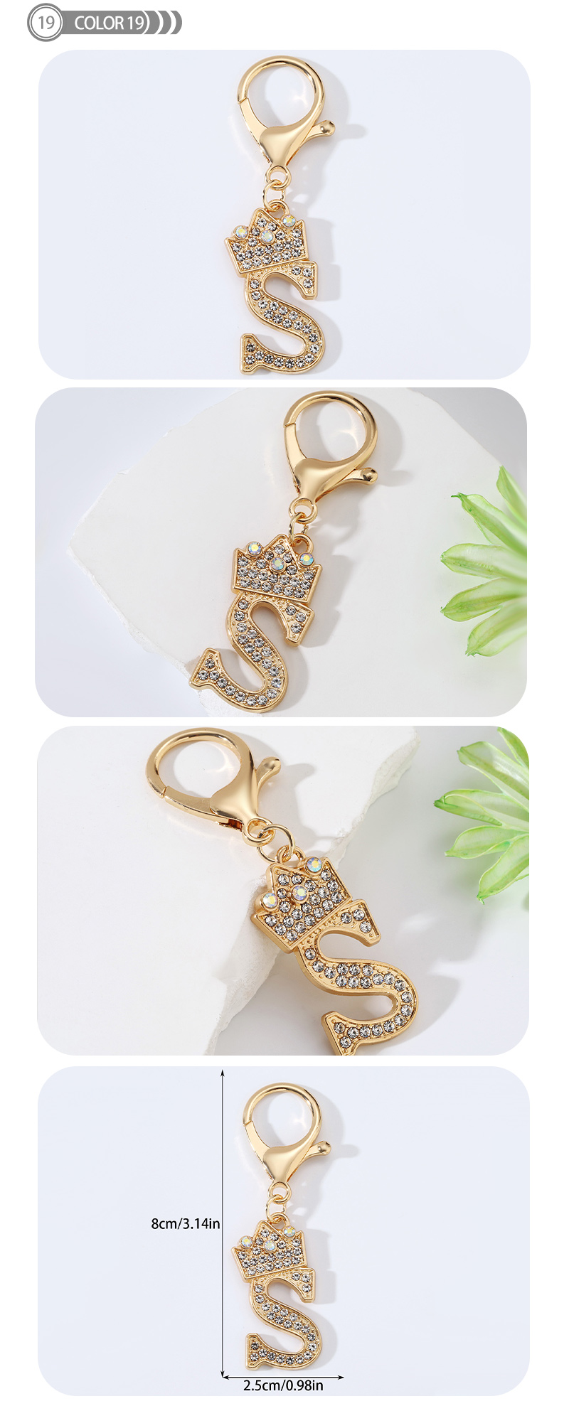 Modern Style Simple Style Classic Style Letter Alloy Plating Inlay Rhinestones Bag Pendant Keychain display picture 18