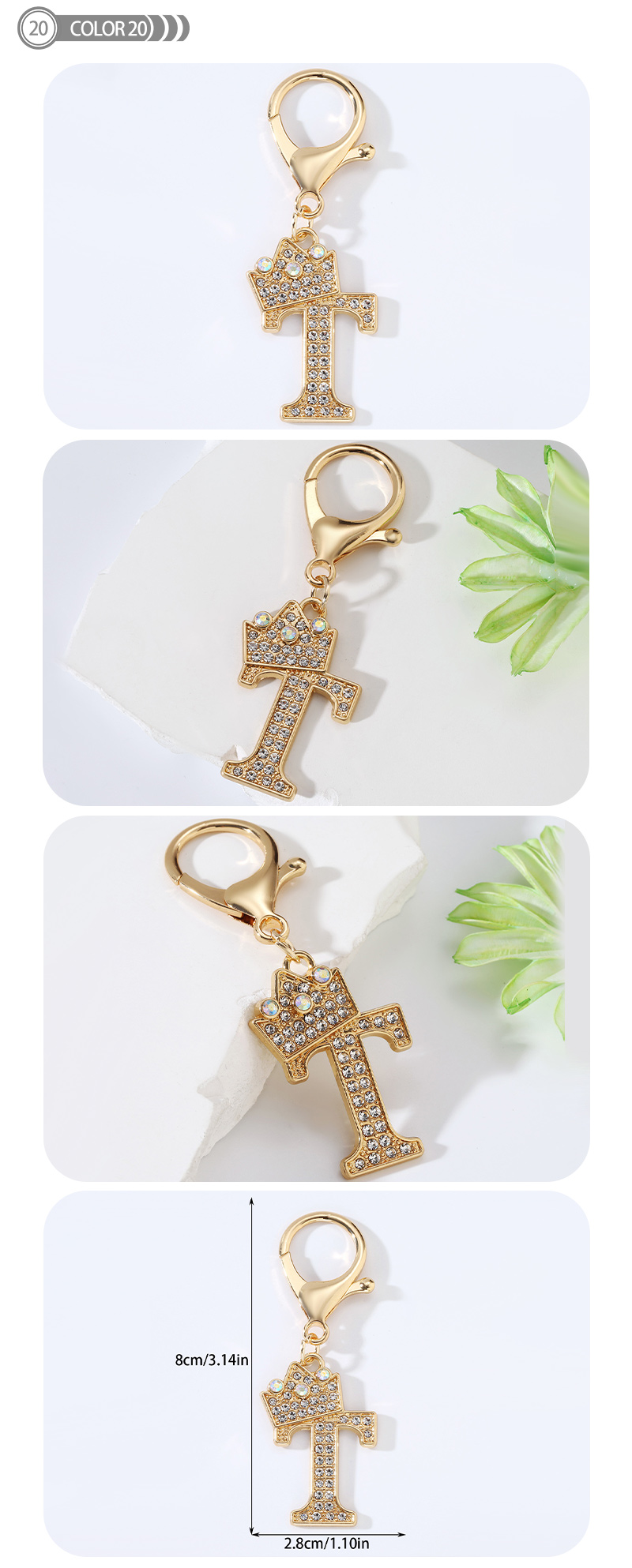 Modern Style Simple Style Classic Style Letter Alloy Plating Inlay Rhinestones Bag Pendant Keychain display picture 19
