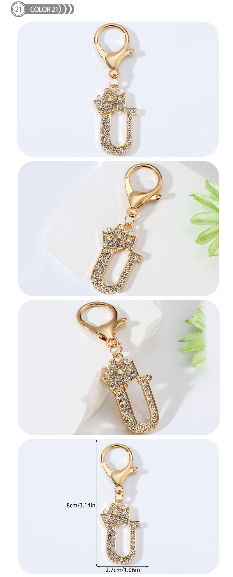 Modern Style Simple Style Classic Style Letter Alloy Plating Inlay Rhinestones Bag Pendant Keychain display picture 20