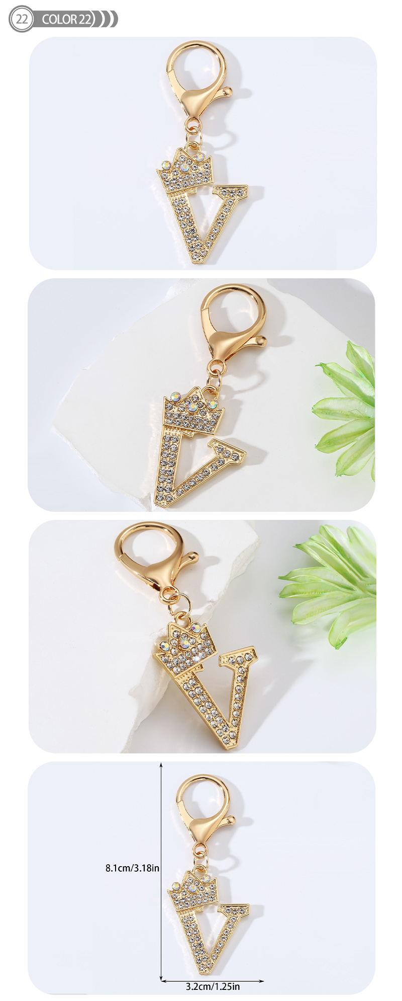 Modern Style Simple Style Classic Style Letter Alloy Plating Inlay Rhinestones Bag Pendant Keychain display picture 21