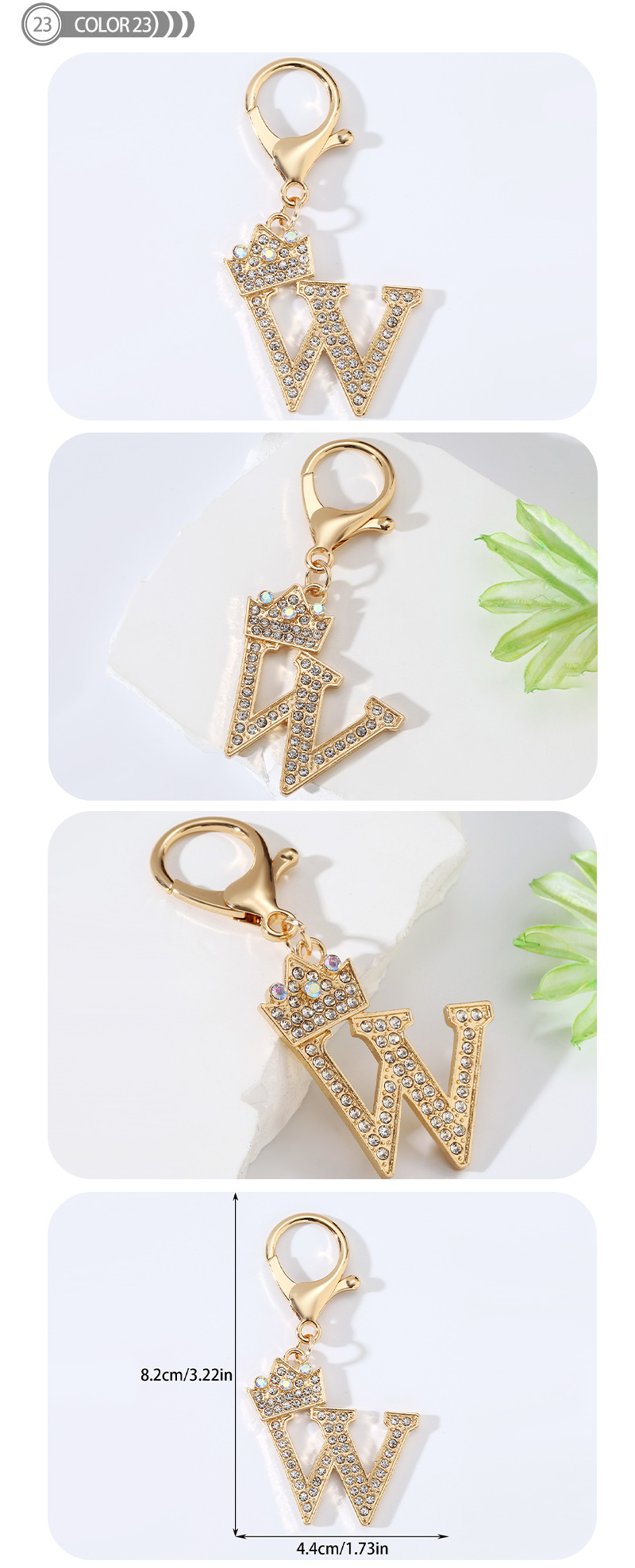 Modern Style Simple Style Classic Style Letter Alloy Plating Inlay Rhinestones Bag Pendant Keychain display picture 22