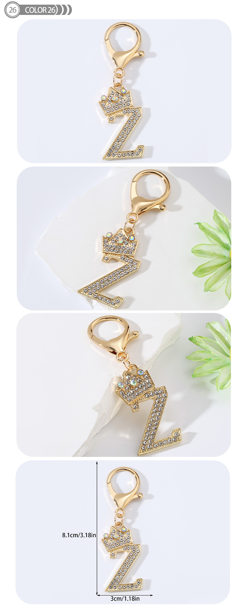Modern Style Simple Style Classic Style Letter Alloy Plating Inlay Rhinestones Bag Pendant Keychain display picture 25