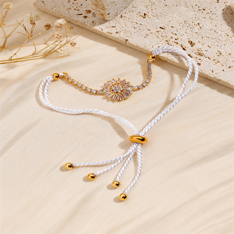 Copper Basic Modern Style Classic Style Inlay Geometric Splicing Zircon Drawstring Bracelets display picture 9