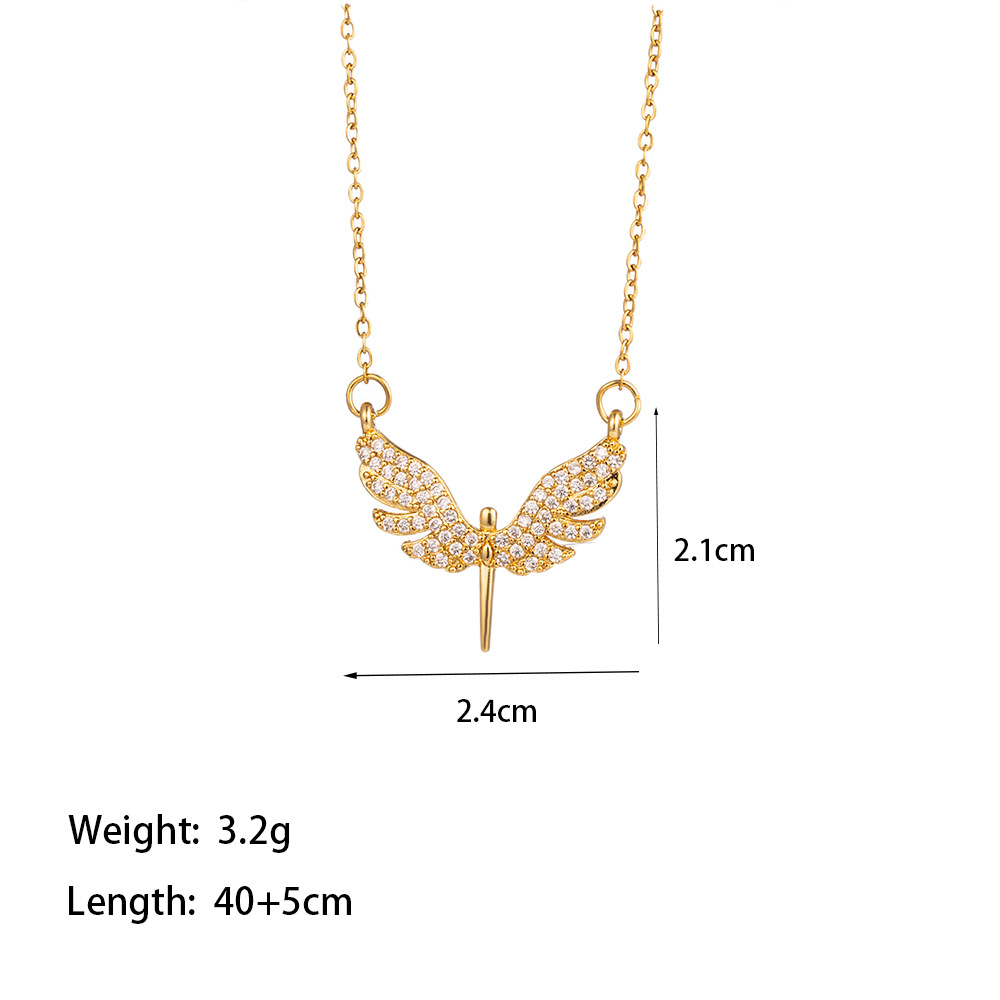 304 Stainless Steel 18K Gold Plated Casual Simple Style Commute Inlay Swan Heart Shape Bow Knot Artificial Rhinestones Pendant Necklace display picture 5