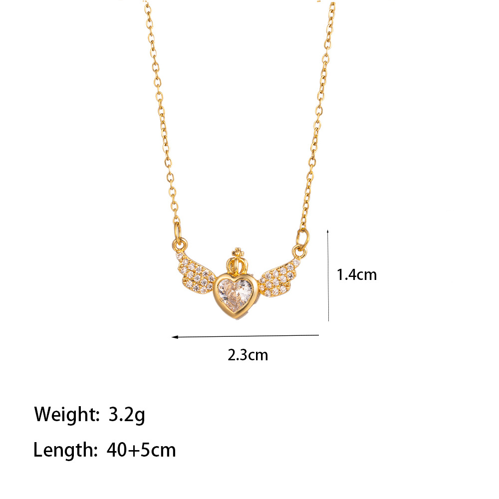 304 Stainless Steel 18K Gold Plated Casual Simple Style Commute Inlay Swan Heart Shape Bow Knot Artificial Rhinestones Pendant Necklace display picture 9