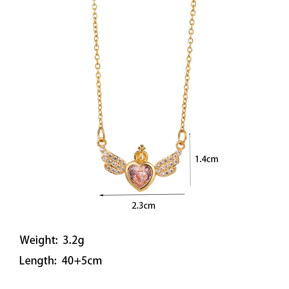 304 Stainless Steel 18K Gold Plated Casual Simple Style Commute Inlay Swan Heart Shape Bow Knot Artificial Rhinestones Pendant Necklace display picture 11